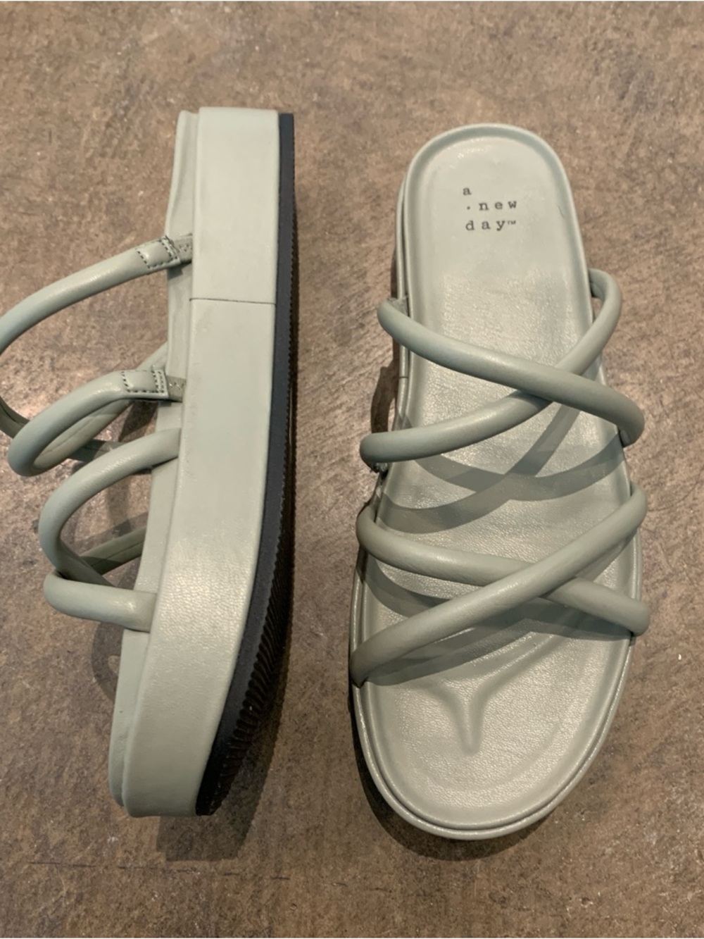 a new day Women's Crisscross Platform Slide Sandals in Pale Green